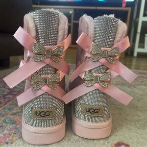 Pink Rhinestone UGG Boots W/ Bows (Custom Made)
